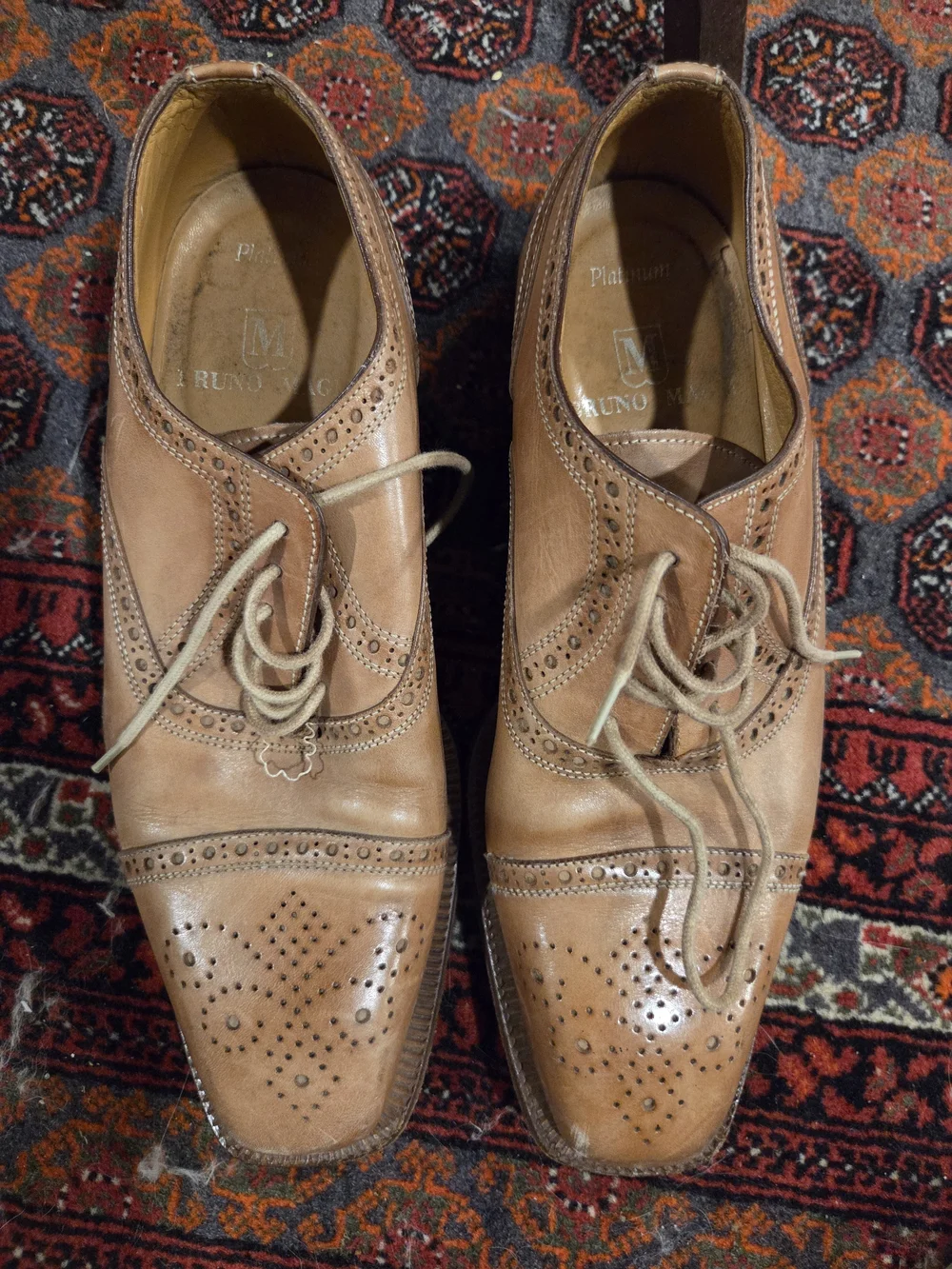Bruno Magli Tan Leather Brogue Oxfords